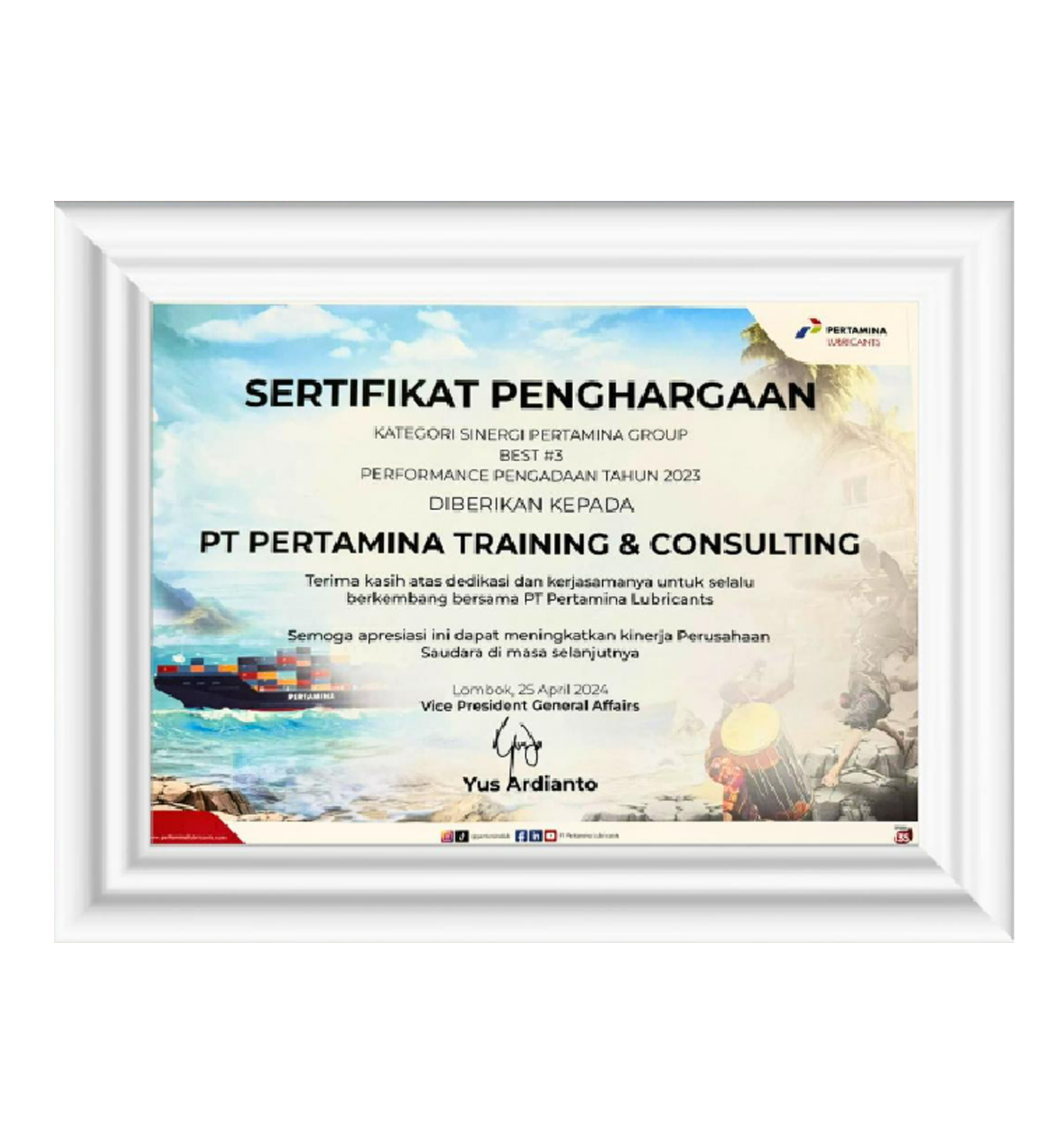 Sinergi Pertamina Group Best #3 Performance Pengadaan Tahun 2023
